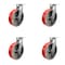 Service Caster 10'' Heavy Duty Red Poly on Cast Iron Caster Set with Swivel Locks , 4PK CRAN-SCC-KP92S1030-PUR-RS-BSL-4 - alternate 1